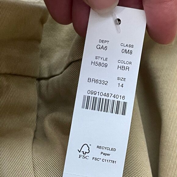 J.CREW 7" Stretch Chino Short Size 14 Khaki NEW Preppy Casual Classic H5809 - Picture 7 of 11